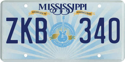MS license plate ZKB340