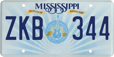 MS license plate ZKB344
