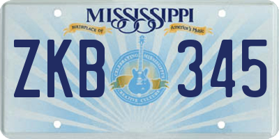 MS license plate ZKB345