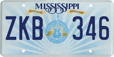 MS license plate ZKB346