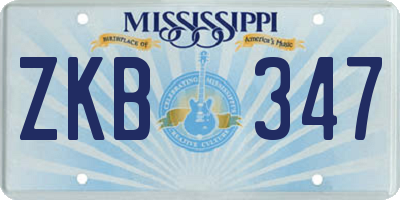 MS license plate ZKB347