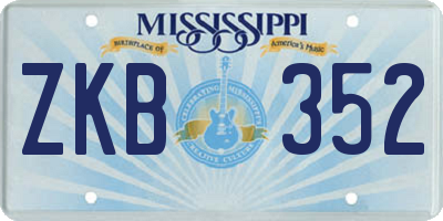 MS license plate ZKB352