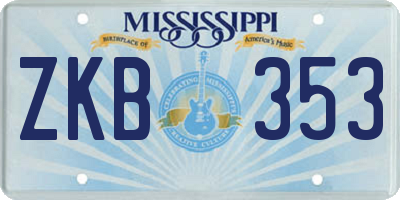 MS license plate ZKB353