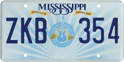 MS license plate ZKB354