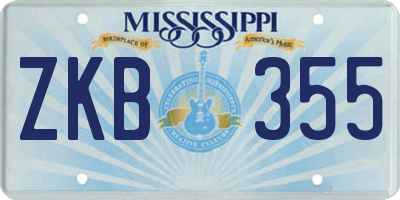 MS license plate ZKB355