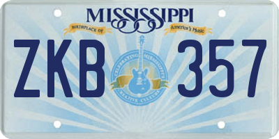 MS license plate ZKB357