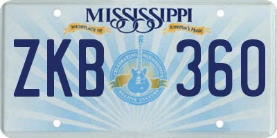 MS license plate ZKB360
