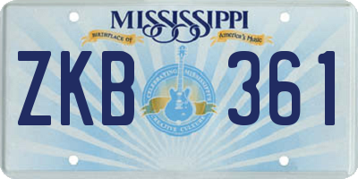MS license plate ZKB361