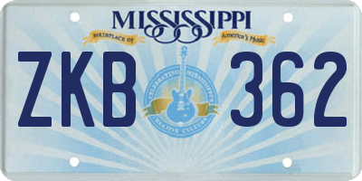 MS license plate ZKB362
