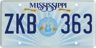 MS license plate ZKB363