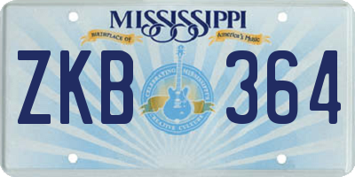 MS license plate ZKB364