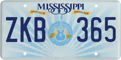 MS license plate ZKB365