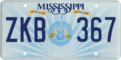 MS license plate ZKB367