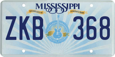 MS license plate ZKB368