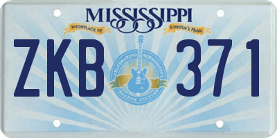 MS license plate ZKB371