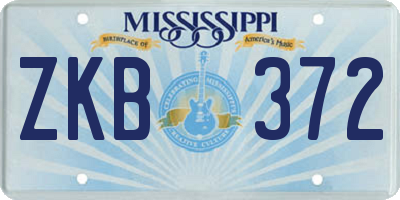 MS license plate ZKB372