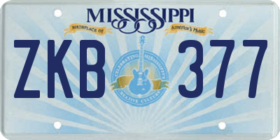MS license plate ZKB377