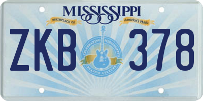 MS license plate ZKB378