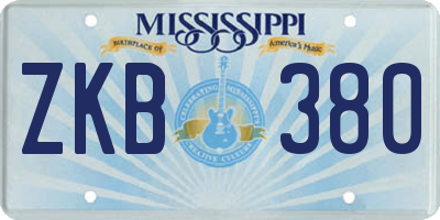 MS license plate ZKB380