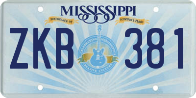 MS license plate ZKB381