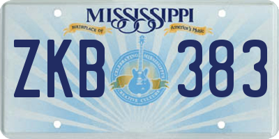 MS license plate ZKB383