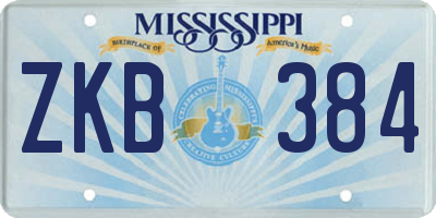 MS license plate ZKB384