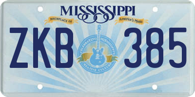 MS license plate ZKB385