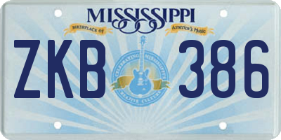 MS license plate ZKB386