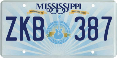 MS license plate ZKB387