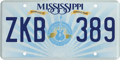 MS license plate ZKB389