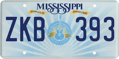 MS license plate ZKB393