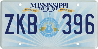 MS license plate ZKB396