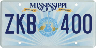 MS license plate ZKB400