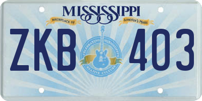 MS license plate ZKB403