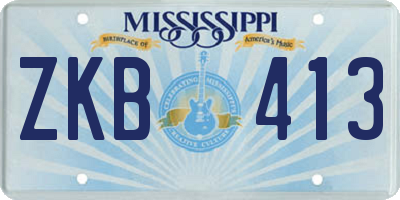 MS license plate ZKB413