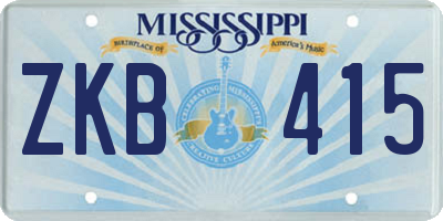 MS license plate ZKB415