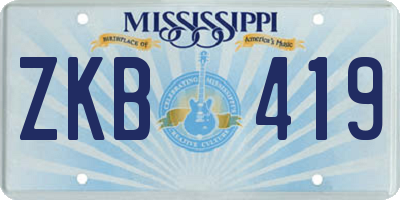 MS license plate ZKB419