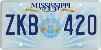 MS license plate ZKB420