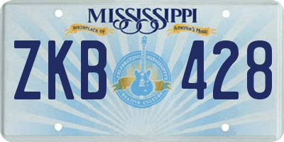 MS license plate ZKB428