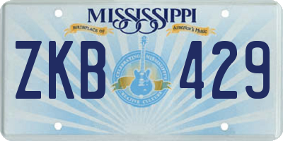 MS license plate ZKB429