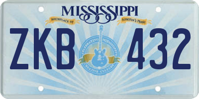MS license plate ZKB432