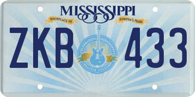 MS license plate ZKB433