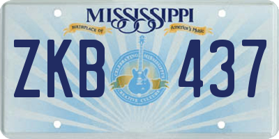 MS license plate ZKB437