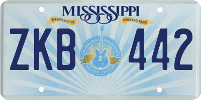 MS license plate ZKB442