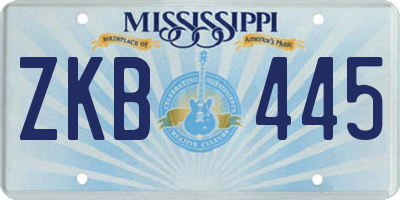 MS license plate ZKB445