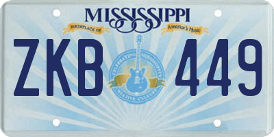 MS license plate ZKB449