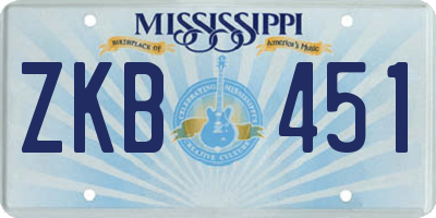 MS license plate ZKB451