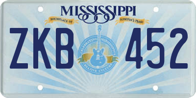 MS license plate ZKB452