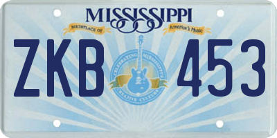 MS license plate ZKB453