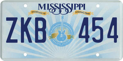 MS license plate ZKB454